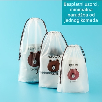 Prozirna vrećica s otiskom medvjeda i šnira za putovanje – organizator za donje rublje, čarape, cipele i ručnike, otporan na vlagu