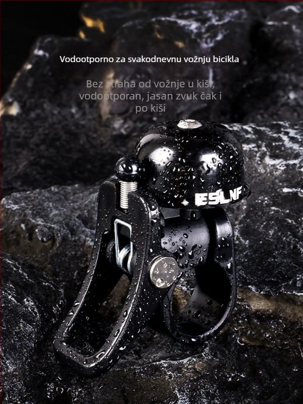 Zvonac za bicikl od aluminijske legure, ESLNF (ovlaštena privatna marka), model 08CL0097, univerzalno za planinske bicikle.