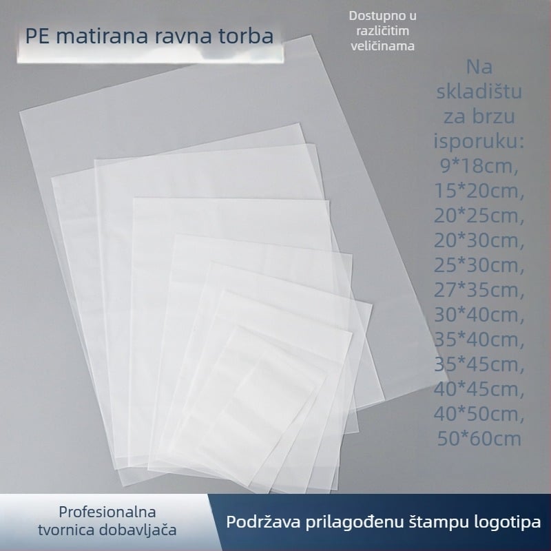 Mat PE plosnata vrećica za pakiranje nakita s logom – Guosheng; Kod proizvoda: Frosted Flat Pocket; Debljina: 14; Dnevna proizvodnja: 100000