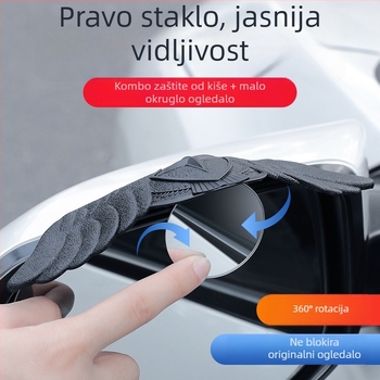 MS auto retrovizor s zaštitom od kiše, malo kružno ogledalo, integrirani reflektor, ogledalo za mrtve kutove