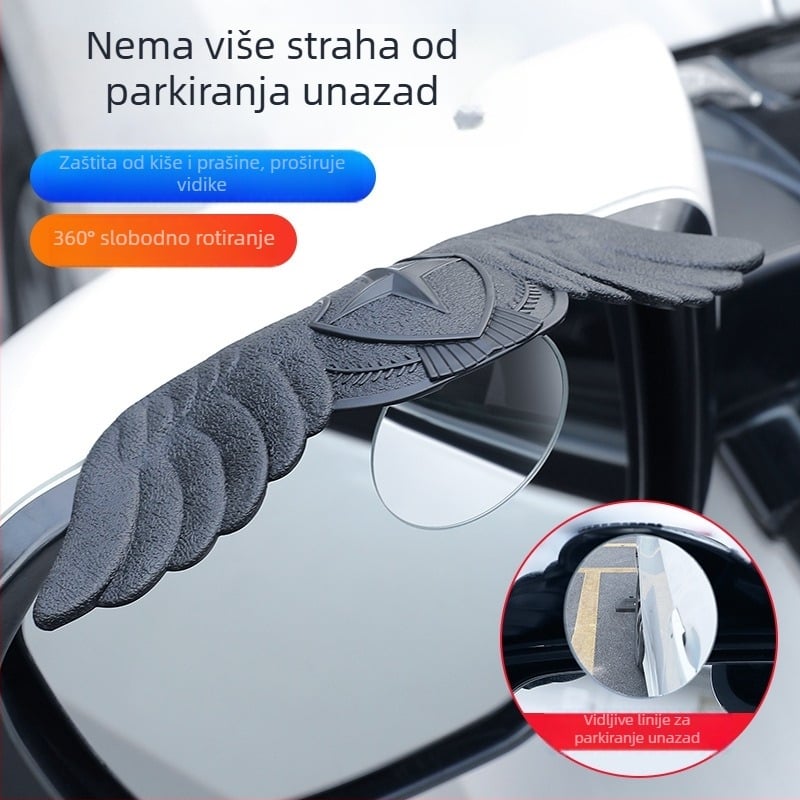 MS auto retrovizor s zaštitom od kiše, malo kružno ogledalo, integrirani reflektor, ogledalo za mrtve kutove