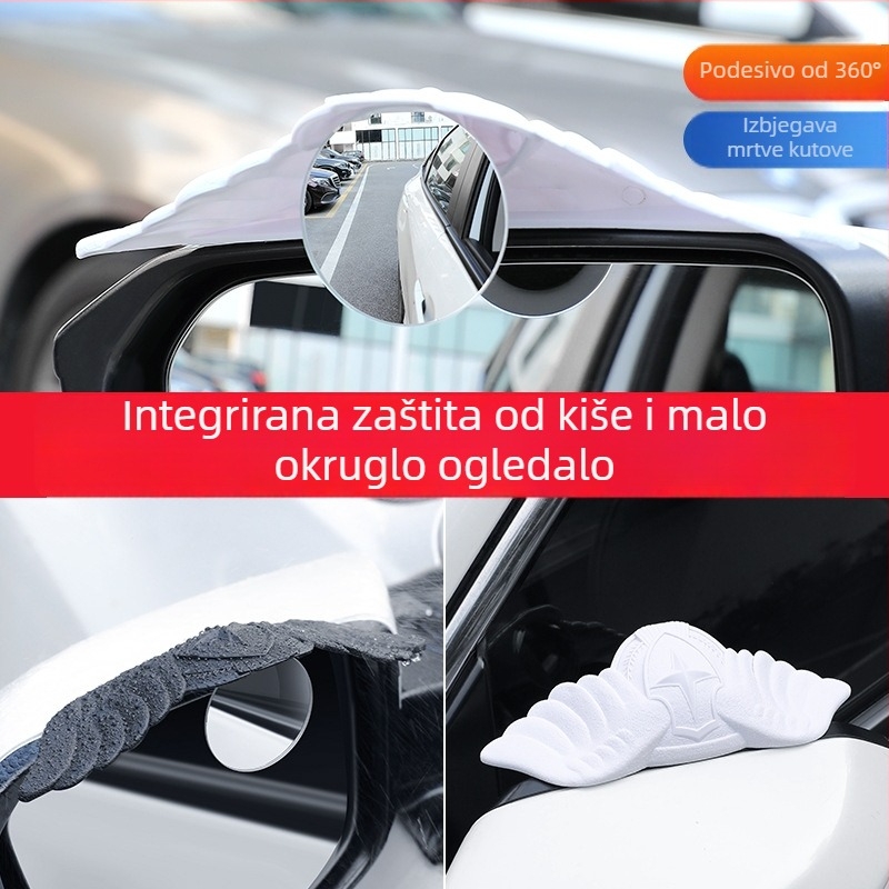 MS auto retrovizor s zaštitom od kiše, malo kružno ogledalo, integrirani reflektor, ogledalo za mrtve kutove