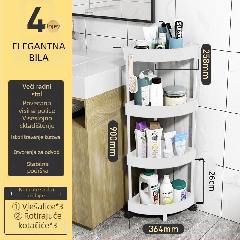 Trokutasti podni stalak za skladištenje, sklopivi, višeslojni, plastični, moderan minimalistički stil