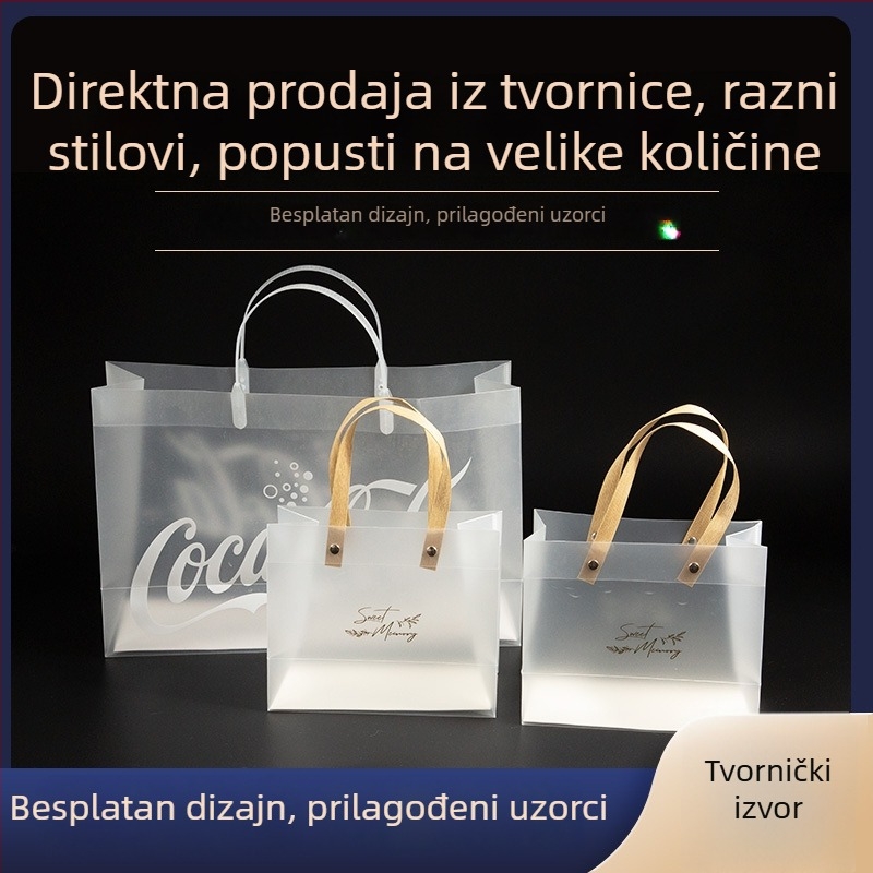 Prozirna PVC torbica za ruku s mat završnim premazom, vodootporan PP plastik; torbica-dar za svadbene bombone, odjeću i nakit.