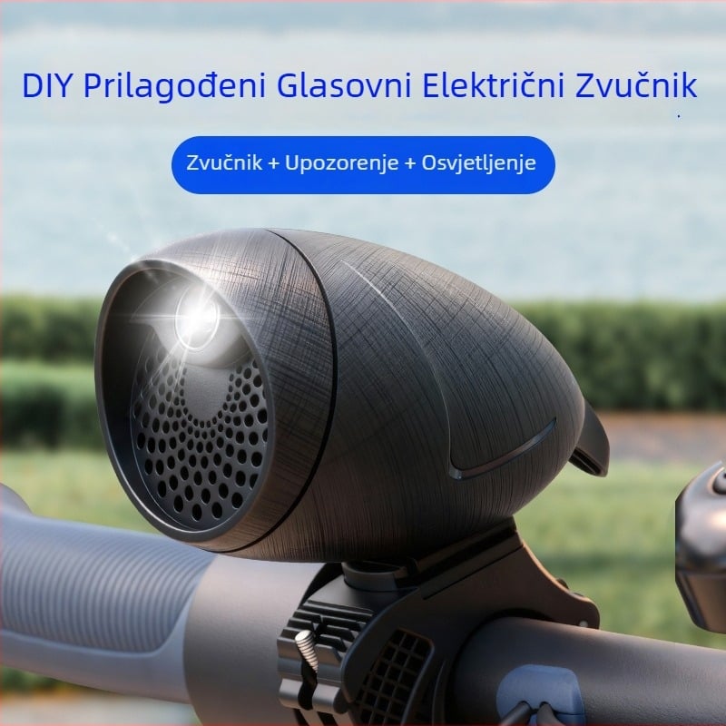 Zvučnik za bicikl s vodootpornim alarmom protiv krađe i prednjim svjetlom (Model KS-SF35R, Šifra SF35R, Materijal: Plastika)