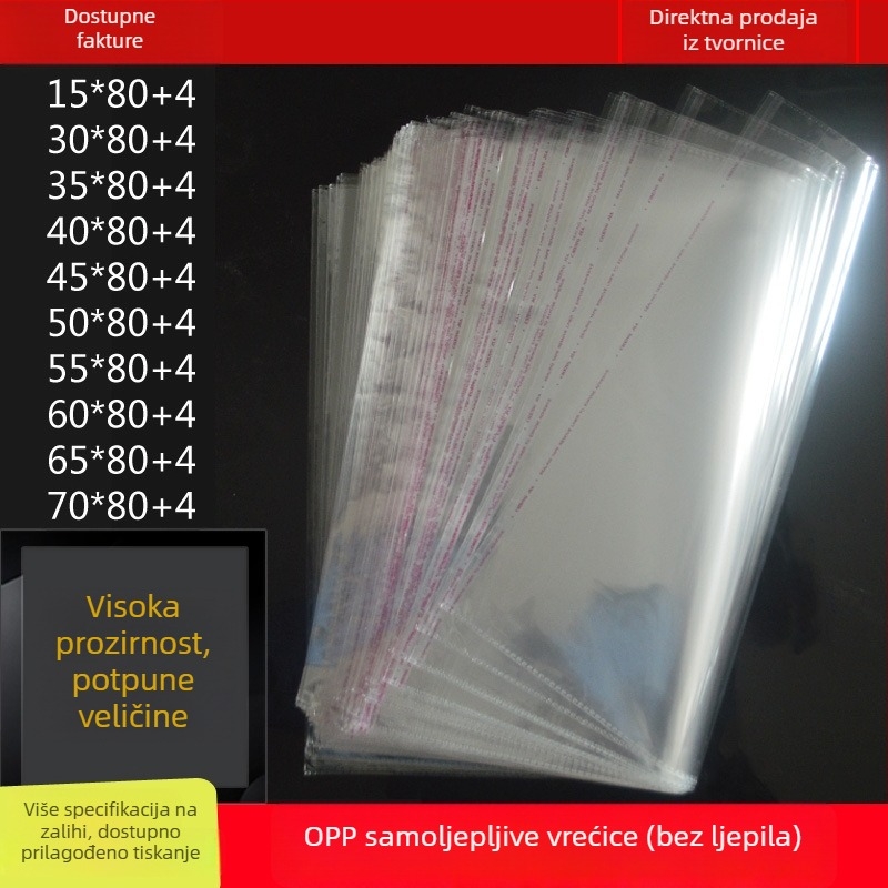 60×85 cm Ekstra velika vrećica za pakiranje odjeće, prozirna OPP plastična vrećica sa samoljepljivim zatvaračem