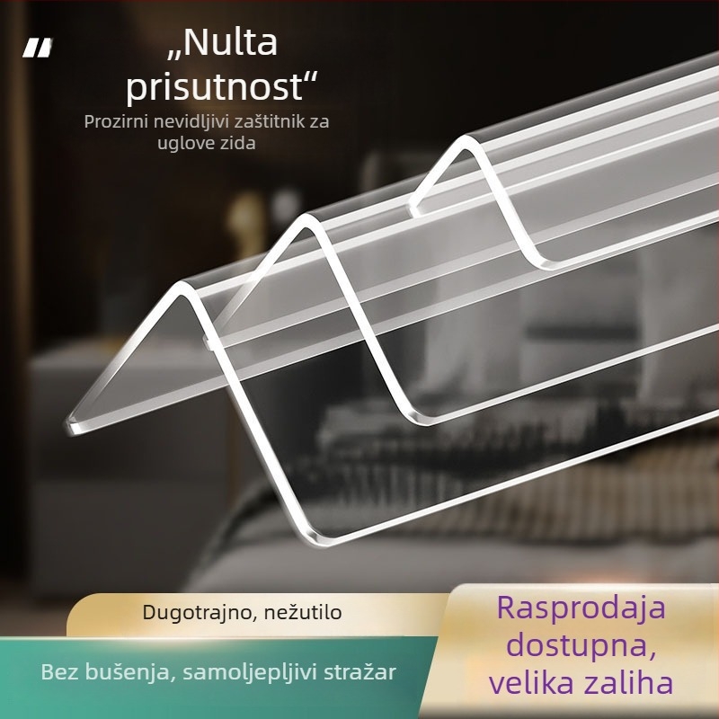 Prozirni zaštitni kutni profil za zid, bez bušenja, s jakim ljepilom, za kućnu upotrebu