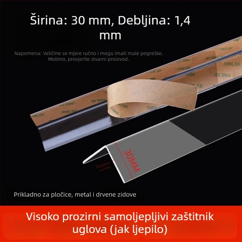 Prozirni zaštitni kutni profil za zid, bez bušenja, s jakim ljepilom, za kućnu upotrebu