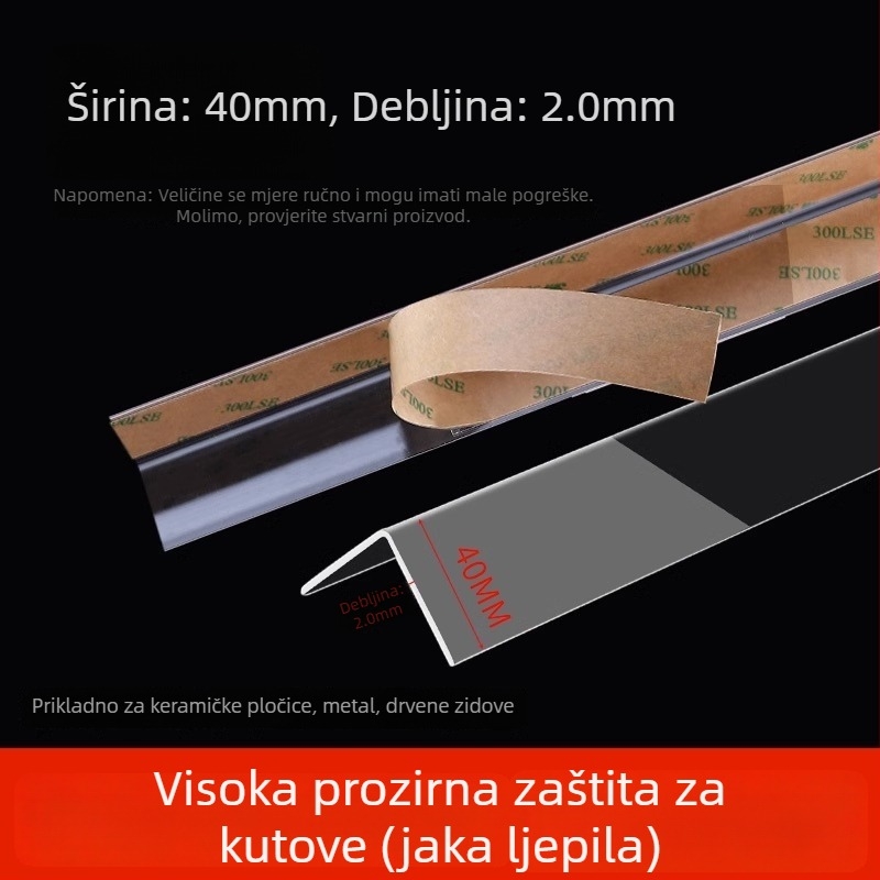 Prozirni zaštitni kutni profil za zid, bez bušenja, s jakim ljepilom, za kućnu upotrebu