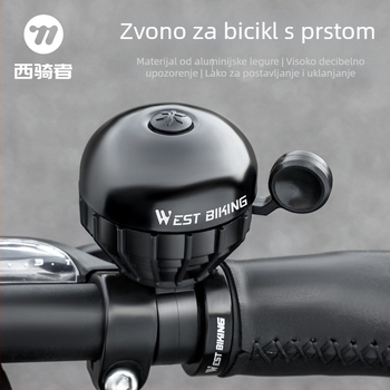 Zvončić za bicikl — aktiviran palcem, aluminijska legura, West Rider, model Yp0706061, dodatak za planinski bicikl
