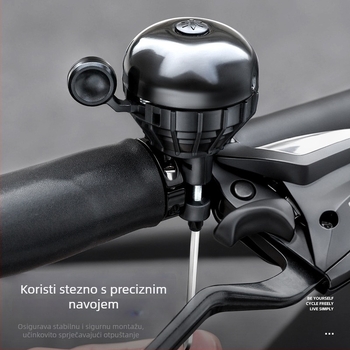 Zvončić za bicikl — aktiviran palcem, aluminijska legura, West Rider, model Yp0706061, dodatak za planinski bicikl