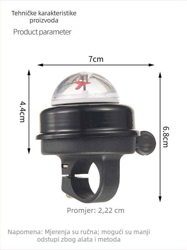 Zvonac za bicikl s kompasom za planinski bicikl, aluminijska legura, marka VXM, model Compass Bell Mountain Bike, prilagodljiv