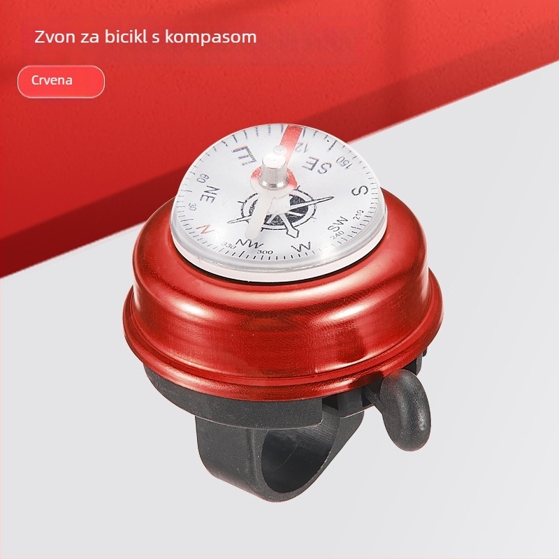 Zvonac za bicikl s kompasom za planinski bicikl, aluminijska legura, marka VXM, model Compass Bell Mountain Bike, prilagodljiv