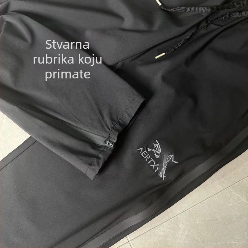 Vjetrootporne hlače s zipom, slobodan kroj, brzo sušeći poliester, za outdoor