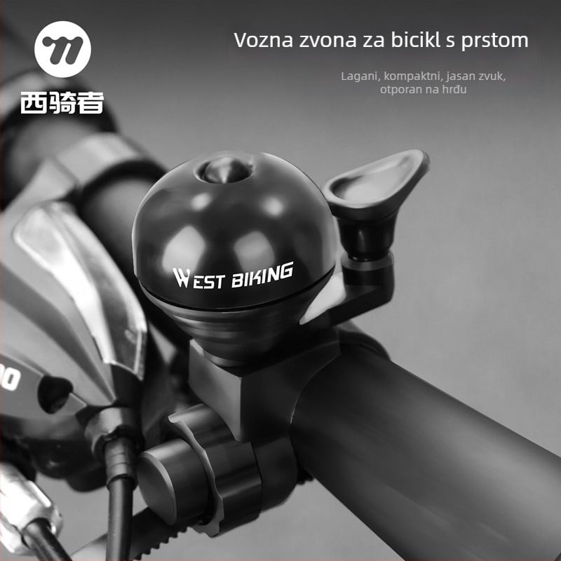 Zvonac za bicikl od aluminijskog legura West Rider, za planinske i cestovne bicikle, model Yp0706057.