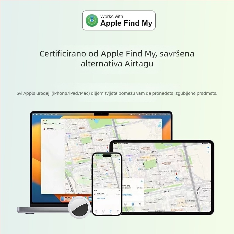 Anti-gubitnički tražitelj za Find My | Kompatibilno s iOS | Model NLT-10B | Baterija 240 mAh | Težina 10 g | Materijal PC-ABS