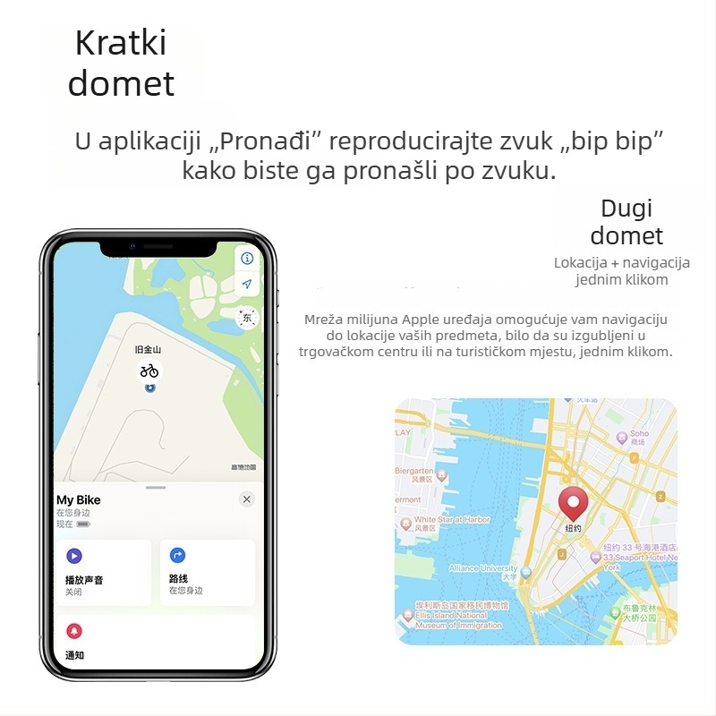 Anti-gubitnički tražitelj za Find My | Kompatibilno s iOS | Model NLT-10B | Baterija 240 mAh | Težina 10 g | Materijal PC-ABS