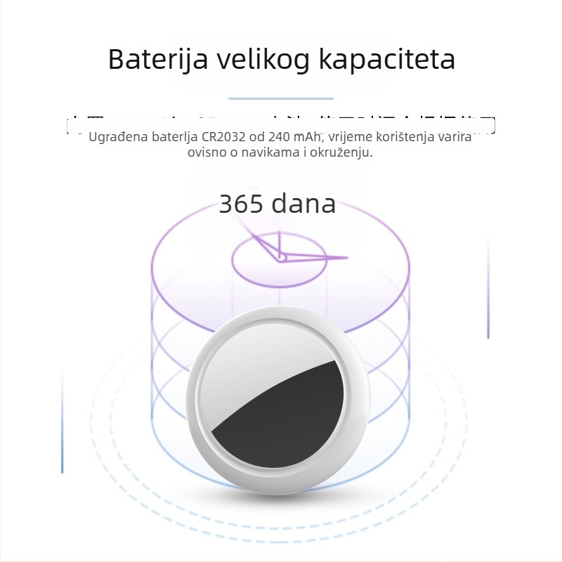 Anti-gubitnički tražitelj za Find My | Kompatibilno s iOS | Model NLT-10B | Baterija 240 mAh | Težina 10 g | Materijal PC-ABS