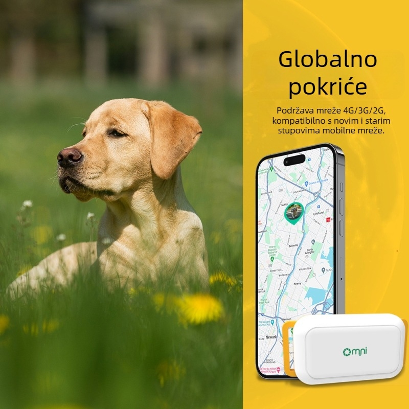 GPS tracker za pse 4G za velike pse – anti-lost narukvica s PC kućištem; litij baterija; dimenzije 70×35×22 mm; točnost GPS ≤10 m