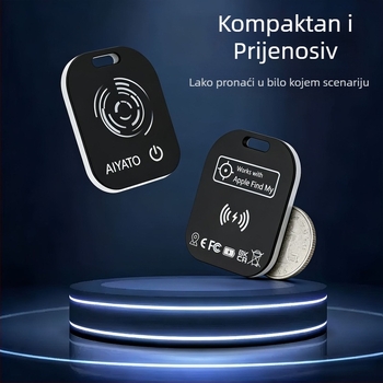 Kartični locater – uređaj protiv gubitka za Apple iOS; pretraživanje jednim pritiskom; baterija 50 mAh; težina 5,5 g; bežični domet diljem svijeta; ABS + PVC materijal