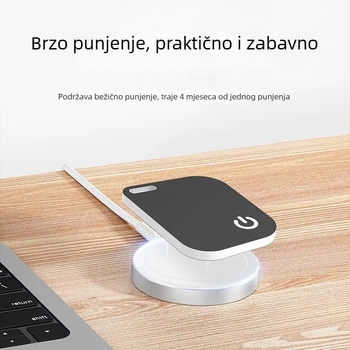 Kartični locater – uređaj protiv gubitka za Apple iOS; pretraživanje jednim pritiskom; baterija 50 mAh; težina 5,5 g; bežični domet diljem svijeta; ABS + PVC materijal