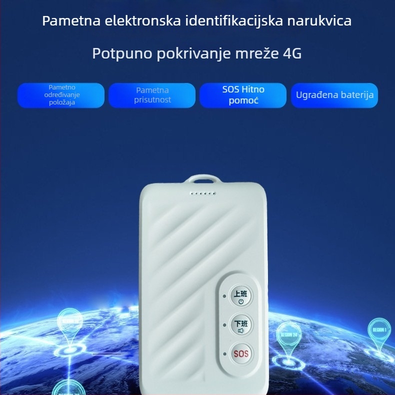 4G elektronički radni bedž s lokalizatorom prisutnosti – Baidu karta, GPS točnost 5–15 m, polimer baterija, šifra proizvoda Vd80