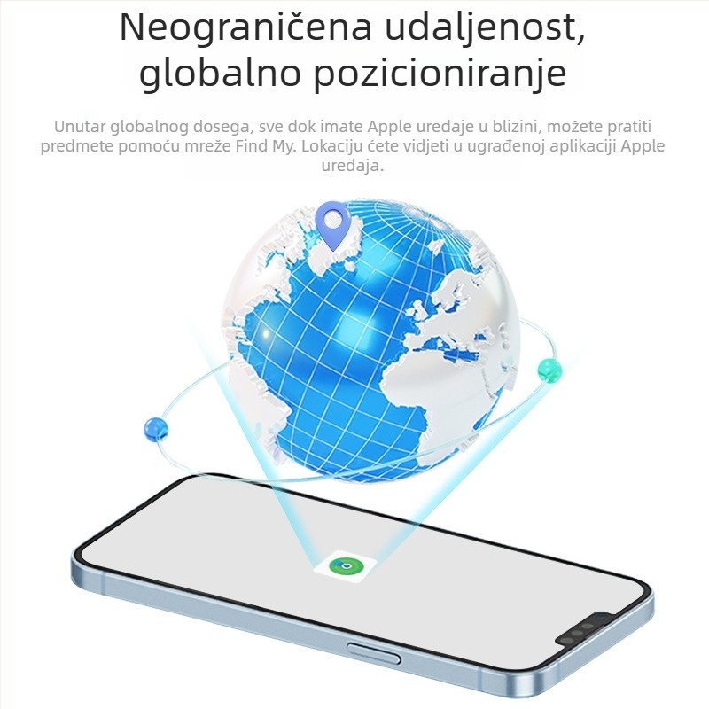 Trangjan P045 Kartični locator za izgubljene predmete s bežičnim punjenjem za Apple iOS, stakleni materijal, svjetski domet, baterija ispod 500 mAh