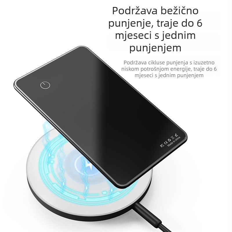 Trangjan P045 Kartični locator za izgubljene predmete s bežičnim punjenjem za Apple iOS, stakleni materijal, svjetski domet, baterija ispod 500 mAh