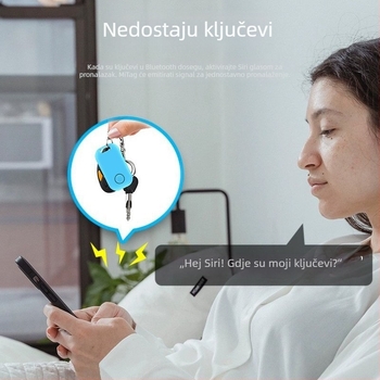Bluetooth tracker protiv gubitka za iOS, model C8; domet 10–25 m; baterija 240 mAh; težina 9 g.