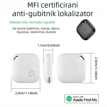 F02 Bluetooth Tracker protiv gubitka za ključe, novčanik i kućne ljubimce • Globalno pozicioniranje • ABS materijal • 7,4 g • CR2032 230 mAh