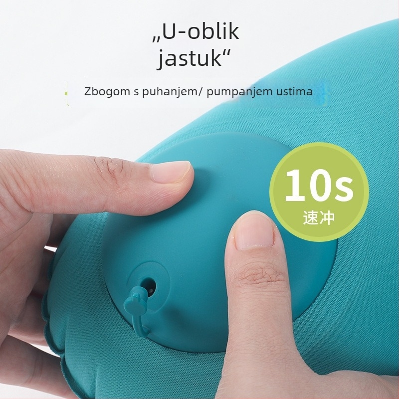 Putni napuhavajući U-oblik jastuk, punjenje zrakom, Milk Silk tkanina, za odrasle, poslovni stil