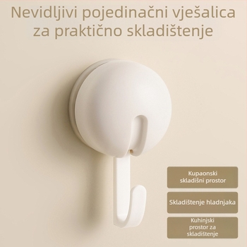Kuka s vakuumskim držačem za kuhinju i kupaonicu, bez bušenja, ABS materijal, jednodijelna kuka, moderni minimalistički stil, nosivost 3–5 kg