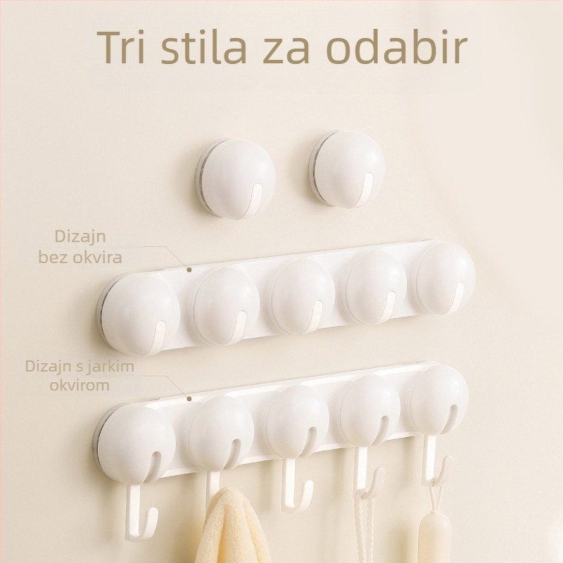 Kuka s vakuumskim držačem za kuhinju i kupaonicu, bez bušenja, ABS materijal, jednodijelna kuka, moderni minimalistički stil, nosivost 3–5 kg