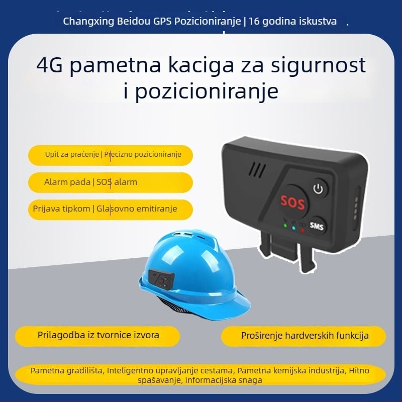 Vanjski lokator kacige s 4G GPS-om, glasovnim prijavljivanjem i nadzorom na gradilištu