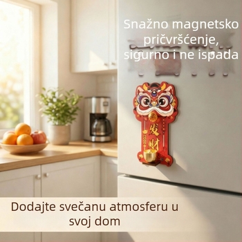 Magnetni zvon za vrata — Blagdanska dekoracija: Novogodišnji lavlji ples, mekan magnetski materijal, 180 komada po kutiji, mogućnost privatne marke, prilagodba, magnetski dekor za hladnjak