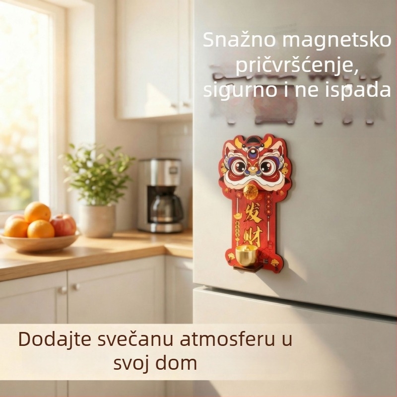 Magnetni zvon za vrata — Blagdanska dekoracija: Novogodišnji lavlji ples, mekan magnetski materijal, 180 komada po kutiji, mogućnost privatne marke, prilagodba, magnetski dekor za hladnjak
