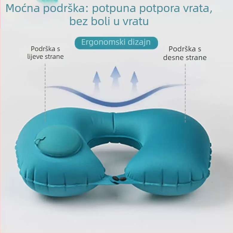 Jingcheng Nadahni putni jastuk za vrat, U-oblik, TPU zračna vrećica, napunjen plinom, lagan, do 0,5 kg