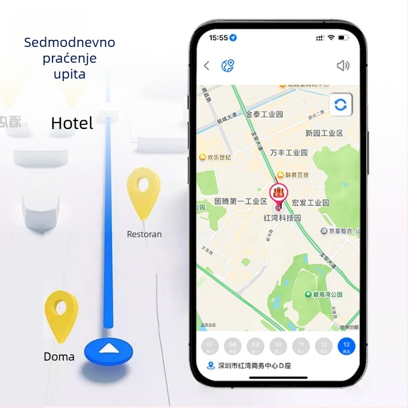 Anti-lost locator za novčanike i torbe s Bluetooth 5.0, ABS kućište, CR2032 baterija, težina 16 g, dijeljenje lokacije i praćenje
