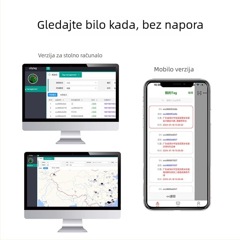 Anti-lost locator za novčanike i torbe s Bluetooth 5.0, ABS kućište, CR2032 baterija, težina 16 g, dijeljenje lokacije i praćenje