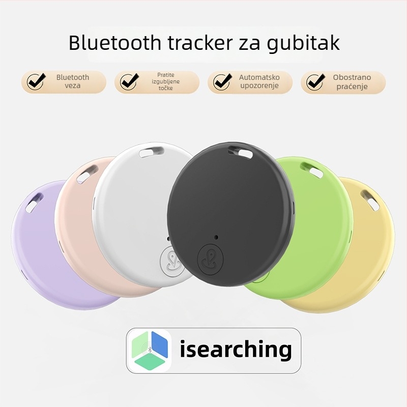 Mali Bluetooth tracker za ključeve i novčanik, dvosmjerni alarm za lociranje, model Y02, Bluetooth veza, domet 15 m, baterija 230 mAh, ABS materijal