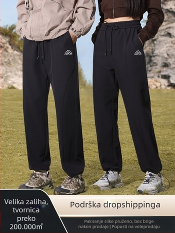 Unisex casual hlače s fleece unutarnjim slojem (soft shell), debeli, jednobojne, poliester-spandeks AK36005