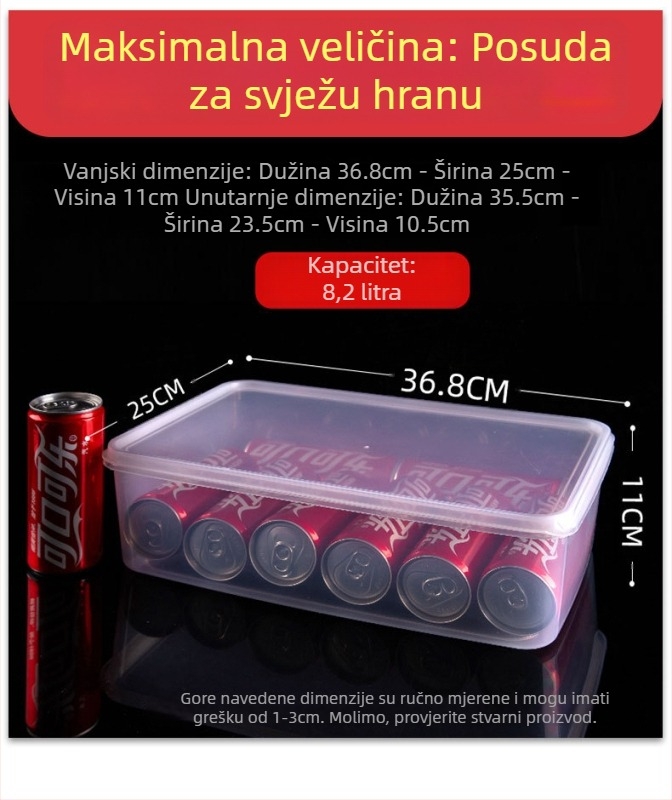 Prozirna plastična kutija za pohranu, prehrambene kvalitete, s čvrstim zatvaranjem, za hladnjak, PP materijal