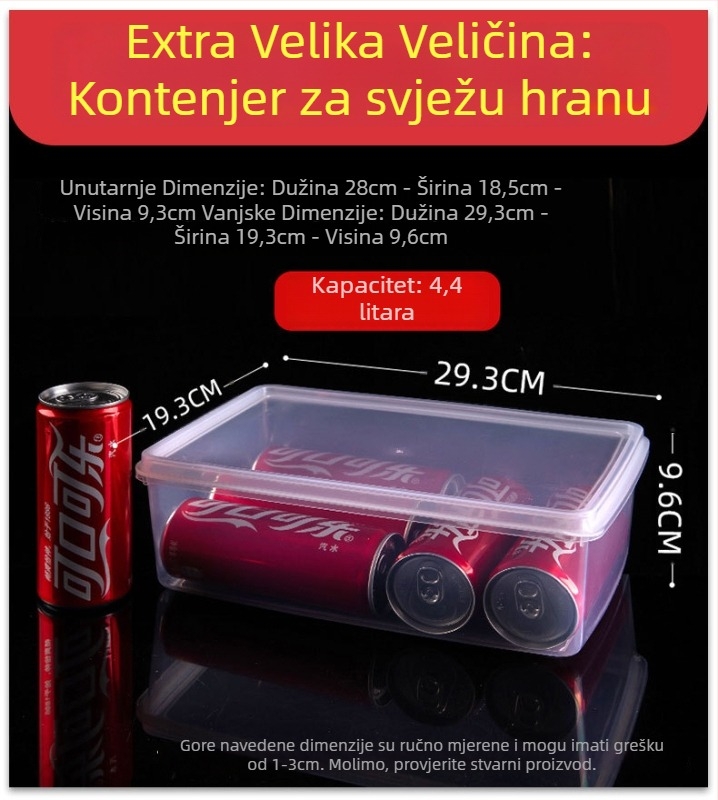 Prozirna plastična kutija za pohranu, prehrambene kvalitete, s čvrstim zatvaranjem, za hladnjak, PP materijal