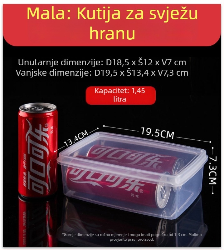 Prozirna plastična kutija za pohranu, prehrambene kvalitete, s čvrstim zatvaranjem, za hladnjak, PP materijal