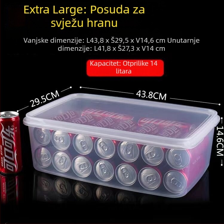 Prozirna plastična kutija za pohranu, prehrambene kvalitete, s čvrstim zatvaranjem, za hladnjak, PP materijal