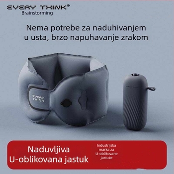 EVERYTHINK U-oblik putni jastuk s memory pjenom, tkanina Spandex pamuk, lagan ispod 0,5 kg