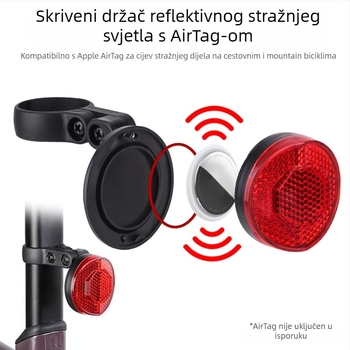 Stražnje svjetlo za bicikl s pozicioniranjem Airtag, zaštita od krađe, montaža na cijev sjedala, reflektirajuće stražnje svjetlo i reflektirajuće bočno svjetlo za cestovni i planinski bicikl