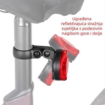 Stražnje svjetlo za bicikl s pozicioniranjem Airtag, zaštita od krađe, montaža na cijev sjedala, reflektirajuće stražnje svjetlo i reflektirajuće bočno svjetlo za cestovni i planinski bicikl
