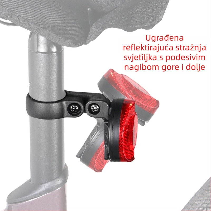 Stražnje svjetlo za bicikl s pozicioniranjem Airtag, zaštita od krađe, montaža na cijev sjedala, reflektirajuće stražnje svjetlo i reflektirajuće bočno svjetlo za cestovni i planinski bicikl