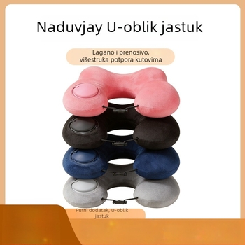 U-oblik napuhavajuća jastučnica za kampiranje i poslovna putovanja, napuhivanje pritiskom, PVC, 160 g, Red Journey